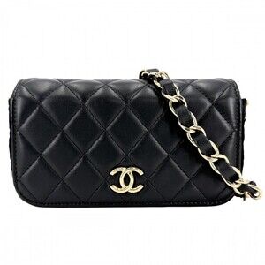 Chanel women's shoulder bag, Matelassé style, flap phone case, chain strap, k...
